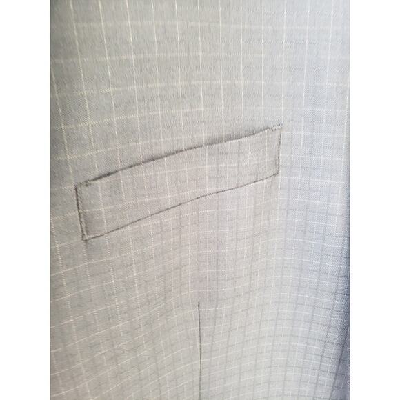 Egara Blazer Jacket Men 54L Navy Wool Check Single Breasted Notch Lapel Slim Fit - Picture 12 of 14